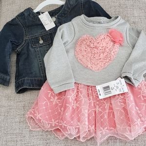 Children's Place Jean Jacket + Free Dress Size 6-12 Months 2 Pc Set Nantucket